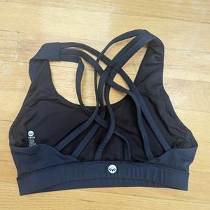 Navy Blue Lattice Back sports bra from Senita Athletics